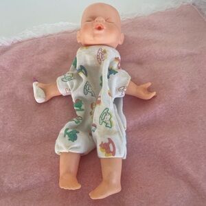 Baby Girl Hand Puppet Doll Pink Blanket Toy Vintage